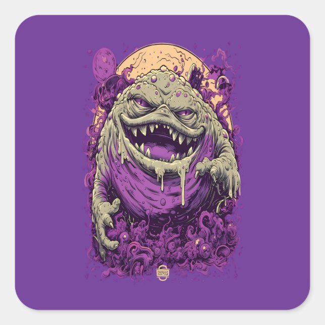 Purple Horned Monster Dark Comic Sticker (Vorderseite)