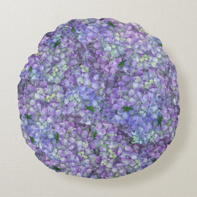 Purple hydrangea flowers rundes kissen (Vorderseite)