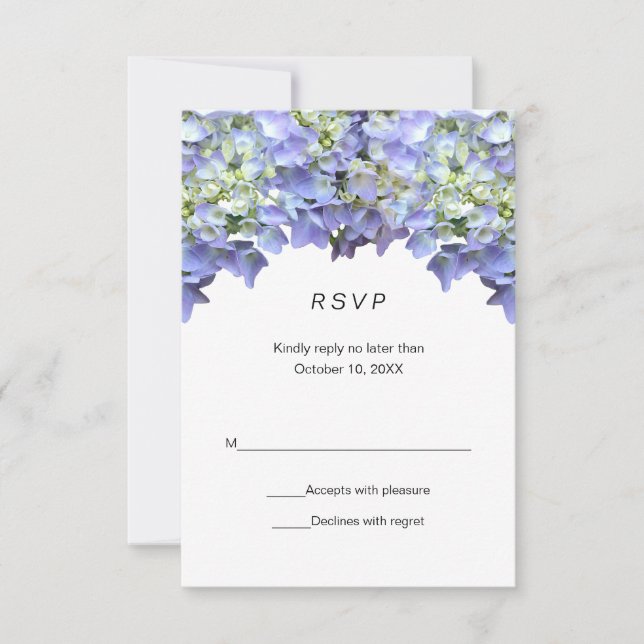 Purple Hydrangea Simple Wedding RSVP Karte (Vorderseite)