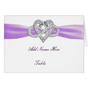 Purple Infinity Heart Mariage Table Place Card