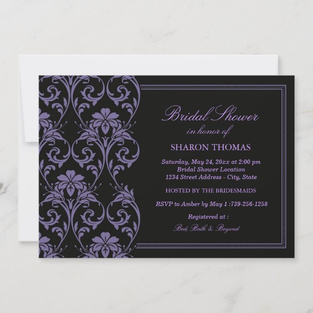 Purple Iris Damask | Invitation de douche nuptiale (Devant)