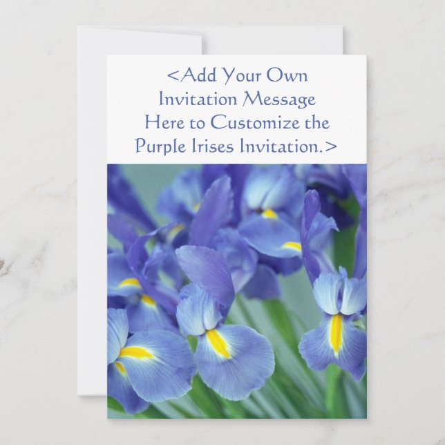 Purple Iris Fleurs Personnalisées Invitation Jardi (Devant)