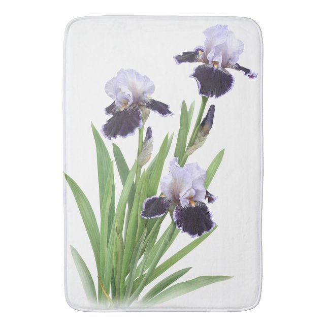 Purple Iris Flowers Botanical Art Badematte (Vorderseite Vertikal)