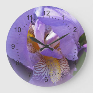 purple iris große wanduhr