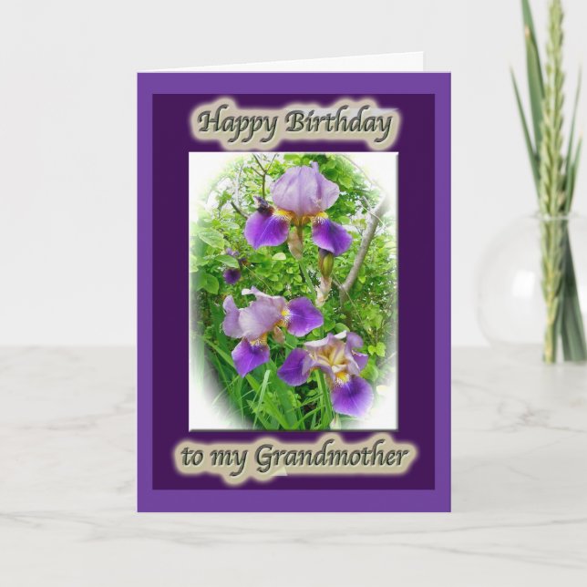 Purple Iris Trio Grand-mère Carte d'anniversaire (Devant)