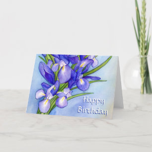 Purple Irises Joyeuses Cartes De Voeux D'Art Anniv
