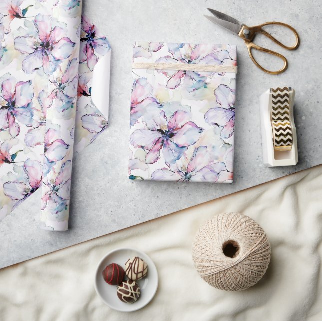 Purple Island Flowers Birthday Geschenkpapier (Kunsthandwerk)