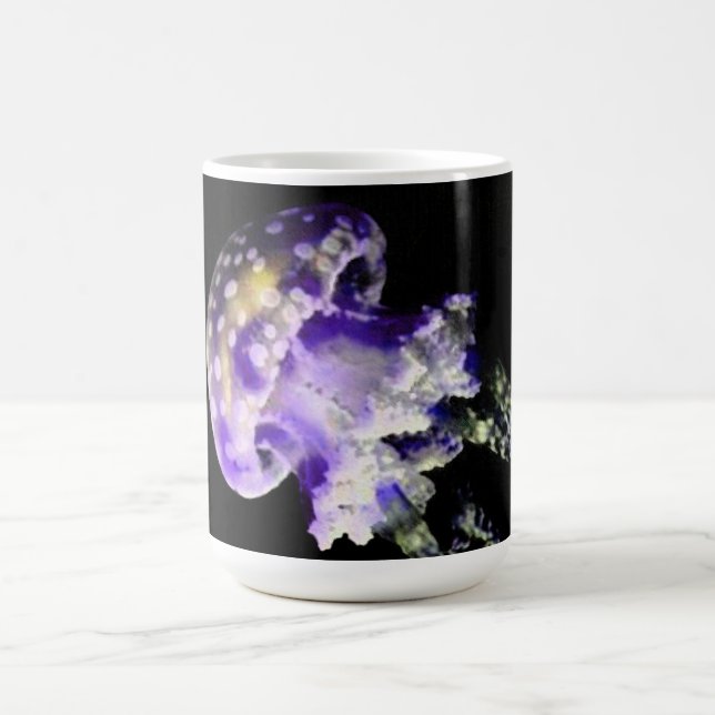 Purple Jelly Fish Design Monogram Mug Kaffeetasse (Mittel)