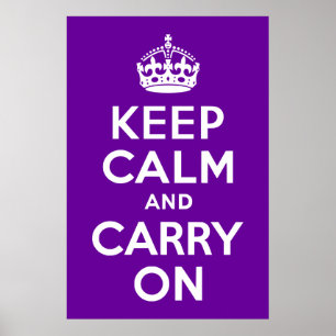Purple Keep Calm and Carry On Poster