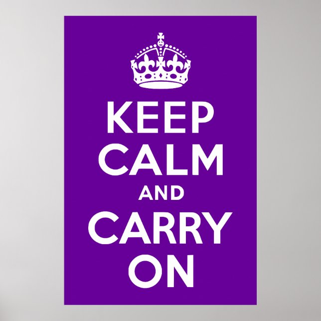 Purple Keep Calm and Carry On Poster (Vorne)