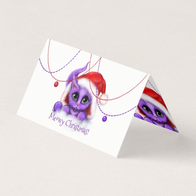 Purple Kitty Père Noël Meowy Noël (Front)