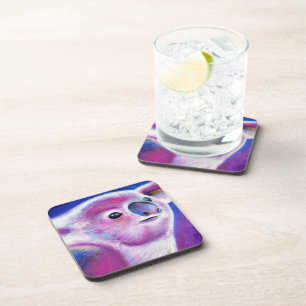 Purple Koala dessous de verre modernes de peinture
