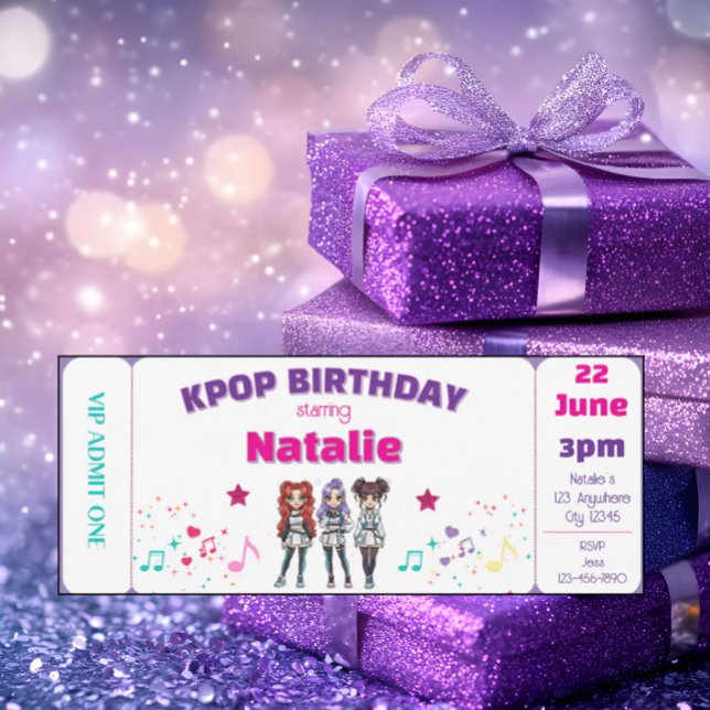 Purple KPOP Birthday Concert Ticket Einladung (Von Creator hochgeladen)