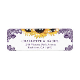 Purple Lace Rustic Sunflower Return Address