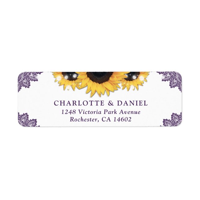Purple Lace Sunflower Return Address Wedding (Vorne)