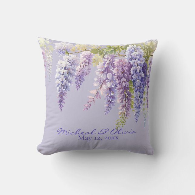 Purple Lavendel Aquarellblume Kissen (Vorderseite)