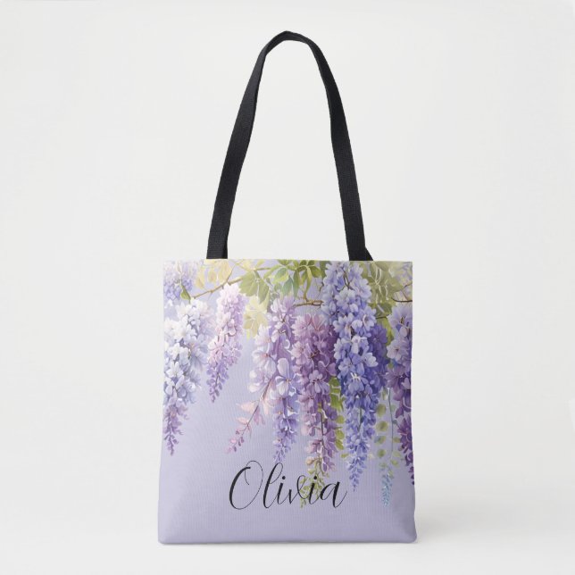 Purple Lavendel Aquarellblume Tasche (Vorderseite)