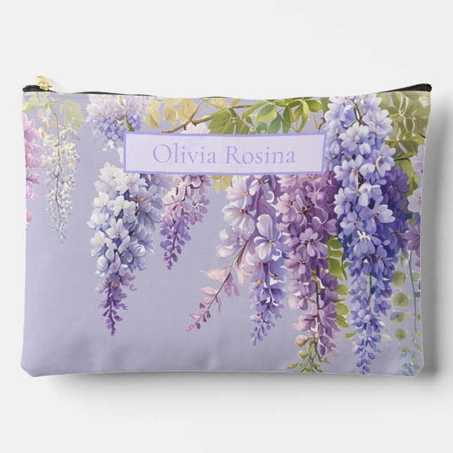 Purple Lavendel Aquarellblume Zubehörtasche (Vorderseite)