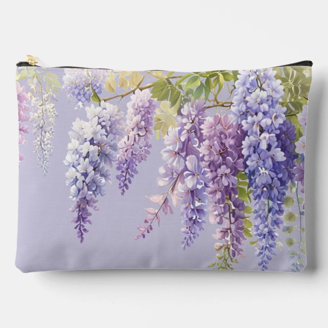 Purple Lavendel Aquarellblume Zubehörtasche (Vorderseite)