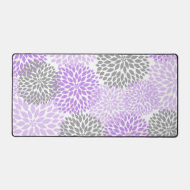 Purple Lavender and Gray Dahlia Floral Schreibtischunterlage