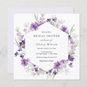 Purple Lavender Fleurs nuptiale Douche Invitation