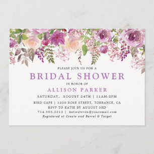 Purple Lavender Floral Bridal Show Invitation