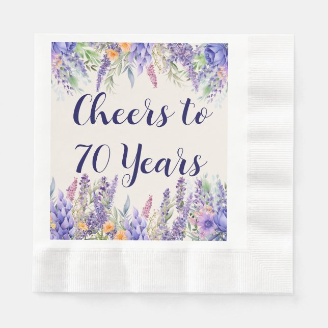 Purple Lavender Floral Garden Party 70th Birthday Serviette (Vorderseite)