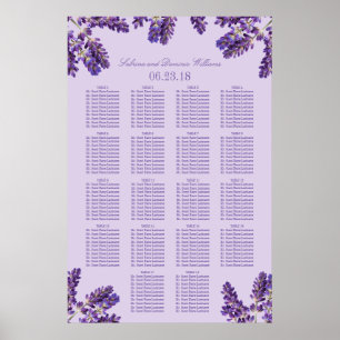 Purple Lavender Floral Sprigs Wedding Seating Poster