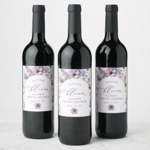 Purple + Lavender Floral Vin Étiquette bouteille
