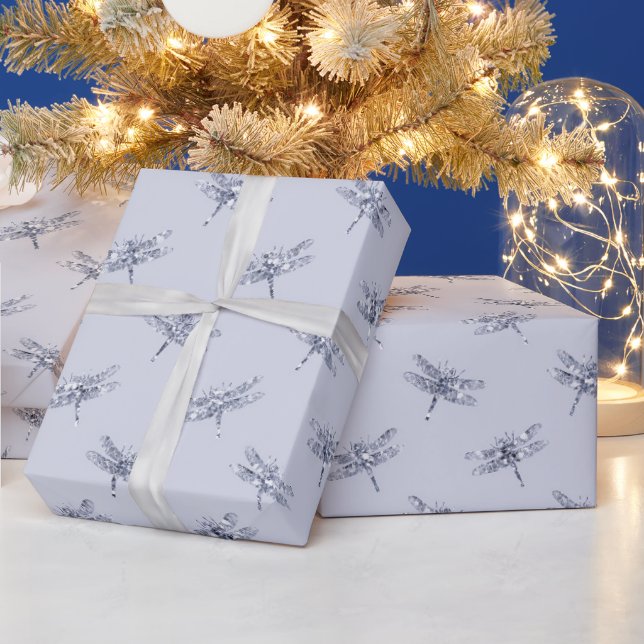 Purple Lavender Glitter Dragonflies Geschenkpapier (Feiertage)