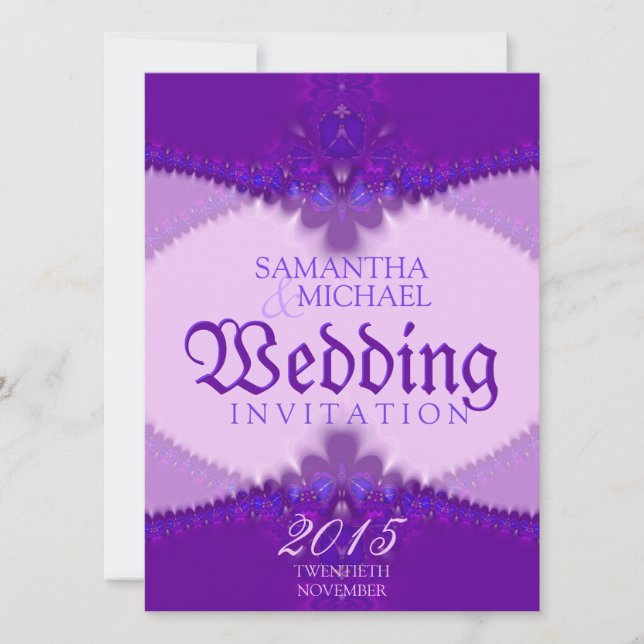 Purple Lavender Lace Élégant Mariage Invitations (Devant)