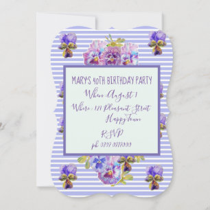 Purple Lavender Pansy 40e anniversaire Invitation