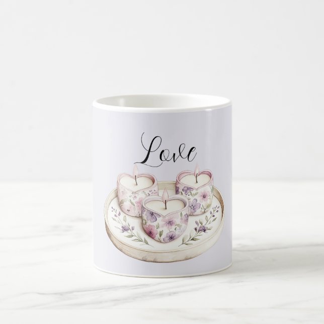 Purple Lavender Pink Floral Heart Candles Love Kaffeetasse (Mittel)