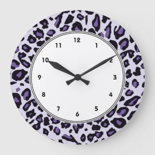 Purple leopard print große wanduhr