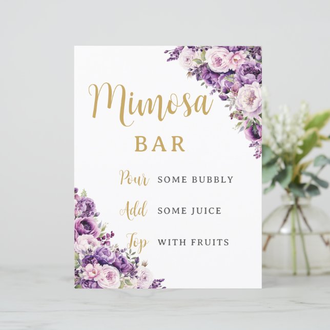 Purple Light Pink Rose Floral Flowers Mimosa Bar (Stehend Vorderseite)