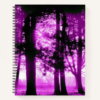 Purple Light with Silhouette Trees  Notizbuch