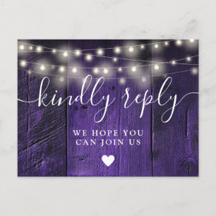 Purple Lights Wood Song Demande Carte postale RSVP