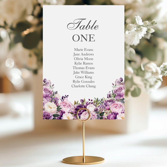 Purple Lilac Blush Floral Wedding Seating Tischnummer (Von Creator hochgeladen)