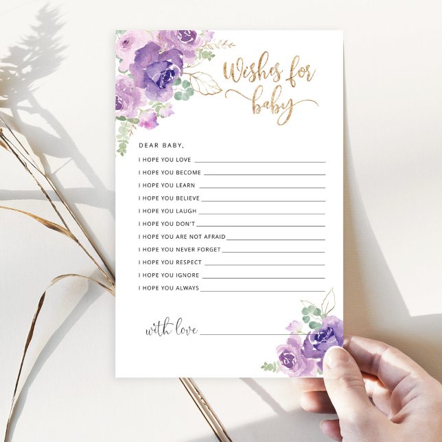 Purple lilas fleurs souhaits pour la carte bébé (Créateur téléchargé)