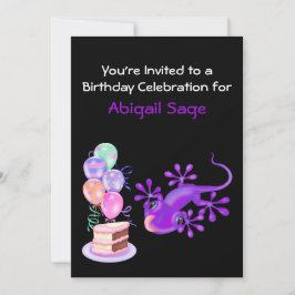Purple Lizard Invitation de fête d'anniversaire