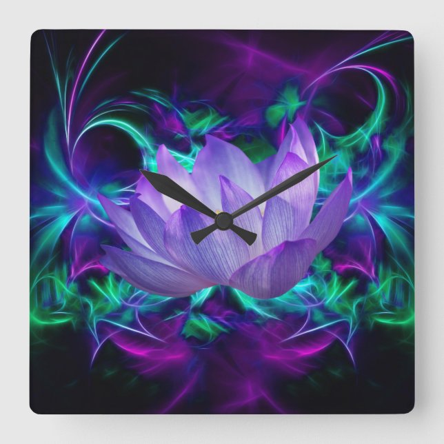 Purple lotus flower and its meaning quadratische wanduhr (Vorderseite)
