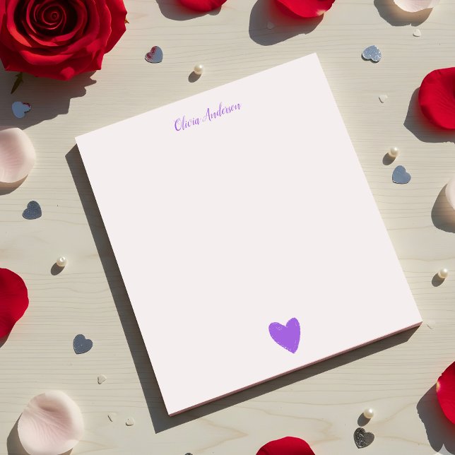 Purple Love Heart Personalized   Notepad Notizblock (Von Creator hochgeladen)