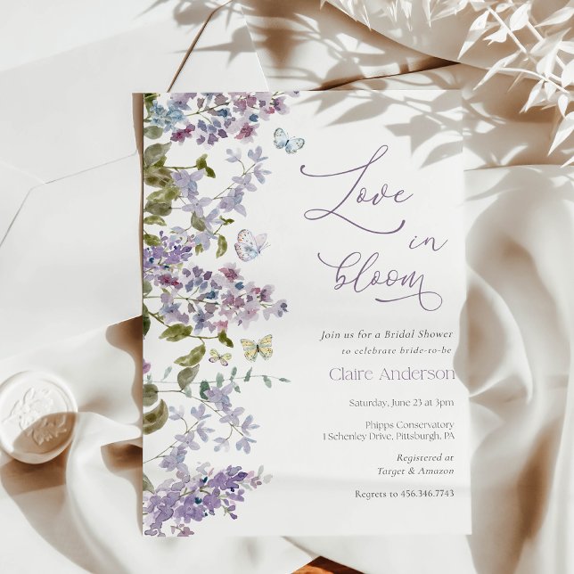 Purple Love In Bloom nuptiale douche invitation (Créateur téléchargé)