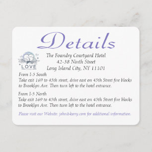 Purple Lovebirds Détails du Mariage / Cartes de di