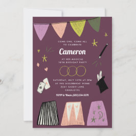 Purple Magic Show Kids Birthday Einladung