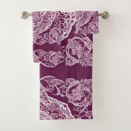 Purple mandala AI art  Badhandtuch Set