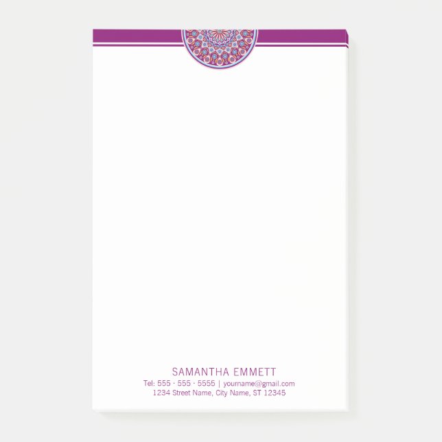 Purple Mandala Professional Modern Post-it® Notes (Devant)