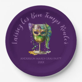 Purple Mardi Gras Mask Pappteller
