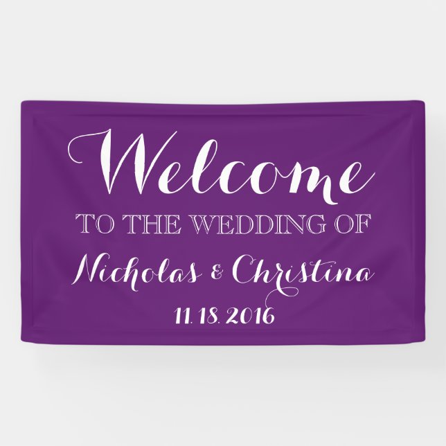 PURPLE Mariage de bienvenue bannière Rustic Gold (Horizontal)
