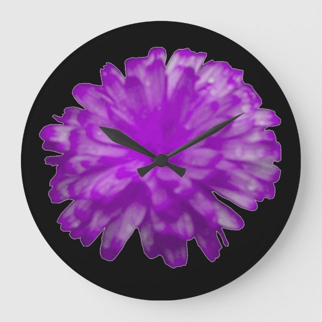 Purple Marigold Wall Clock Große Wanduhr (Vorderseite)